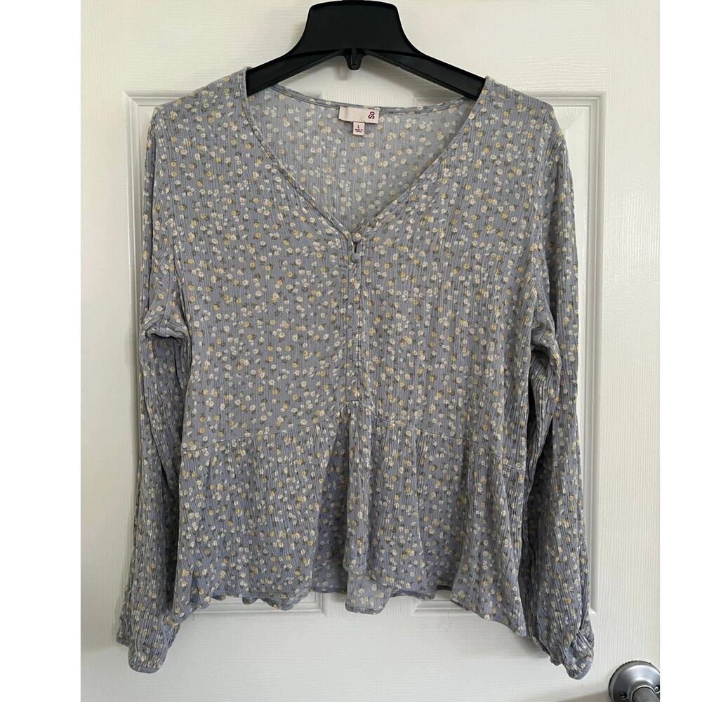 So Brand Womens Floral Long Sleeve Blouse Size Large